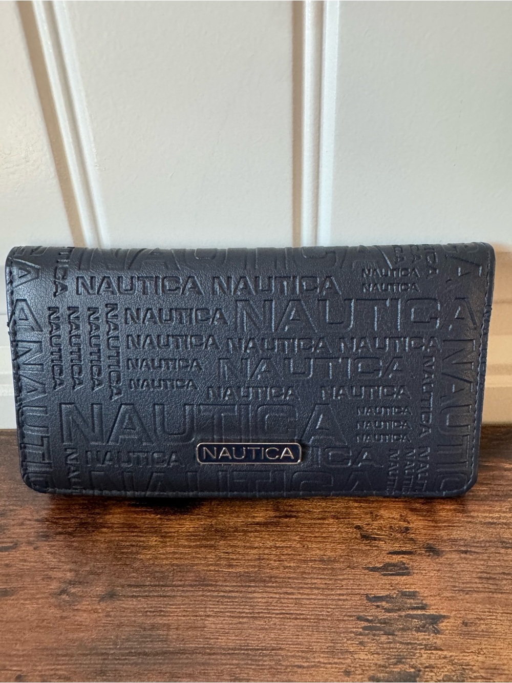 Nautica Navy Blue Embossed Logo RFID Wallet